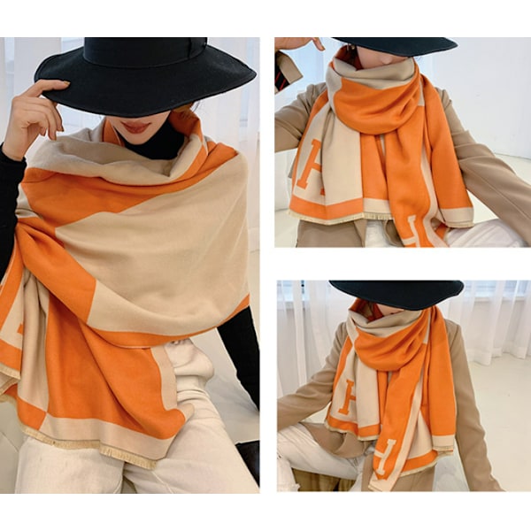 Kashmiriliknande scarf, dam färgblockerande varm scarf, medi