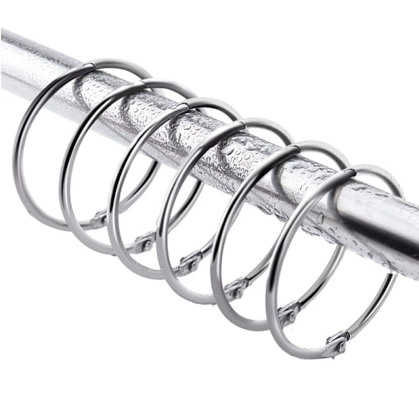 Avattavat verhokierteet / suihkuverhokierteet 30 kpl Hopea Silver 60mm