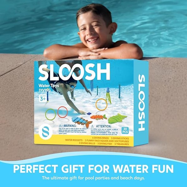 30 st Dykleksaker för Pool för Barn Set med Förvaringsväska Poolspel Sommar Simning Vatten Fiskleksaker