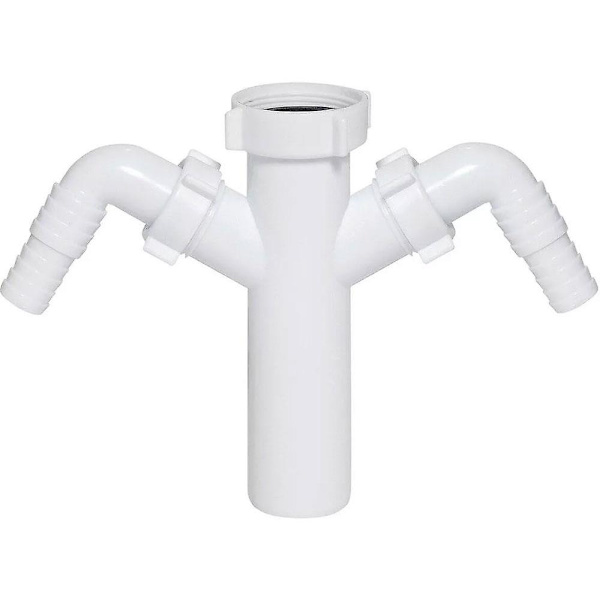 Afløbsrørsforbindelse med dobbelt opvaskemaskinetilslutning 1 1/2\" BSP x 40mm