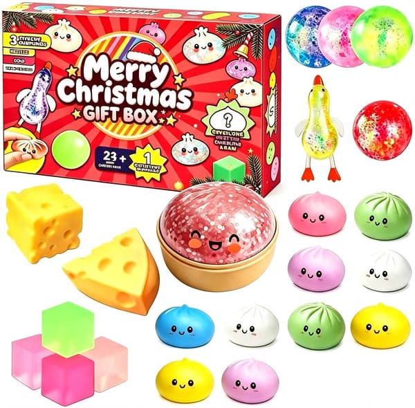 Julkalender 24 dagars nedräkning, Squishy Fidget Leksaker Överraskningsblindlåda för barn, Stressavlastande klämleksaker Julklapp-FX-