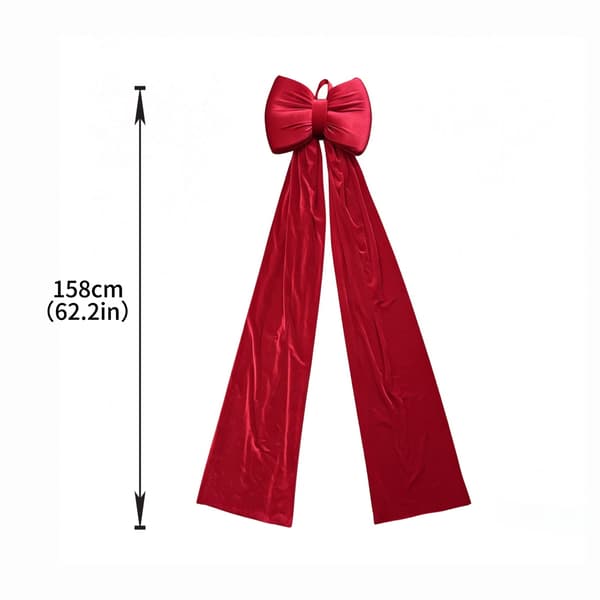 Bourgogne Fløjl Juletræsornament med Stor Sløjfe Medium bow ribbon - 86cm 53-203cm