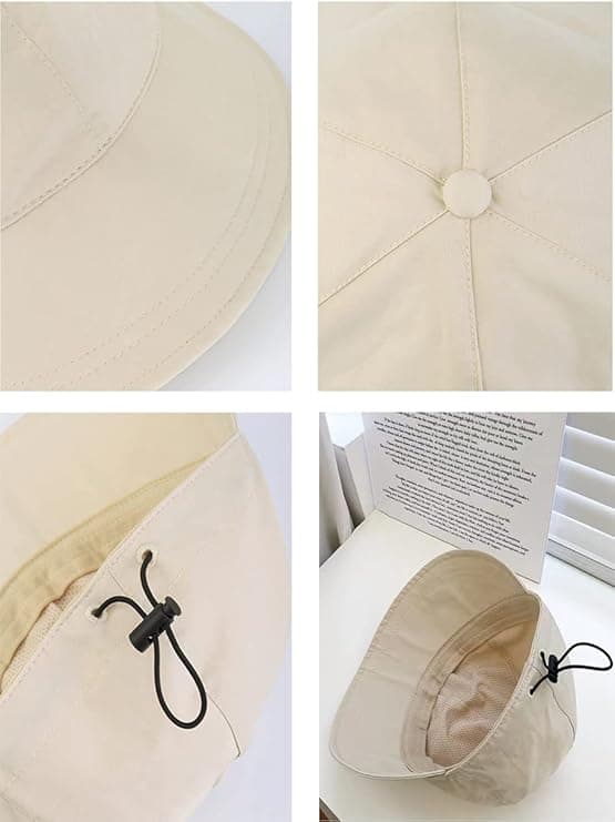 Dame Solhat Bred Skygge Sammenfoldelig Sommer Strandhat UV Beskyttelse Udendørs Rejse Beige 55-60 cm