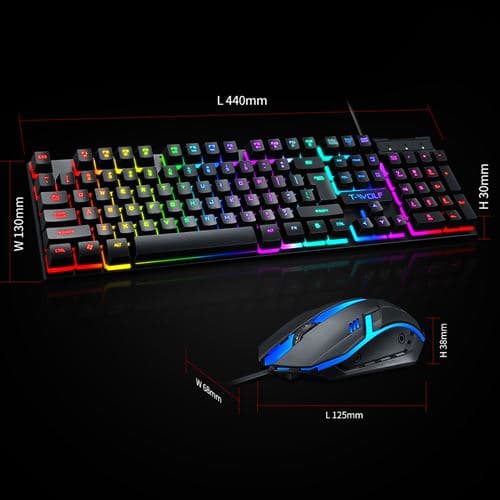 Tastatur / mus sæt TF200 spilmekanik Ledningsført lysende -Sort