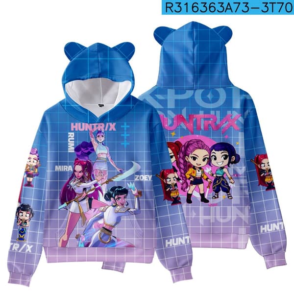 Kpop Demon Hunter Piger Hættetrøje med Digitalt Print til Voksne og Børn 6 L