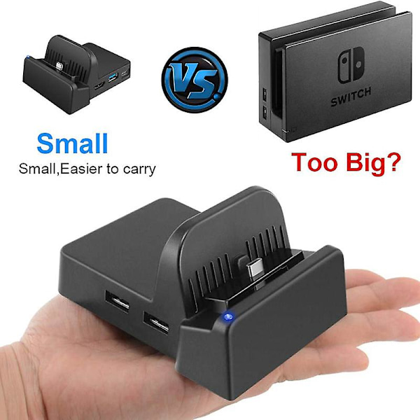 Bærbar Mini Switch TV Docking Station Opladningsstander Erstatning for Switch Dock Sæt, Kompakt Swi