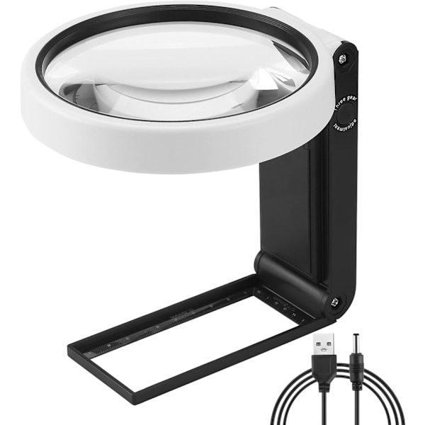 Stor 4,35 tum 10X 30X Förstoringsglas med Ljus och Ställ, Portabel