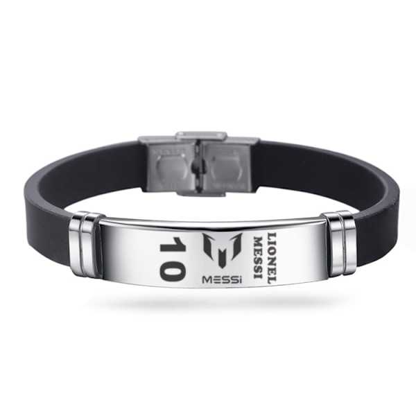 Fodboldklub Sports Silikon Armbånd Rustfrit Stål Justerbart Armbånd*2stk - Perfekt Messi