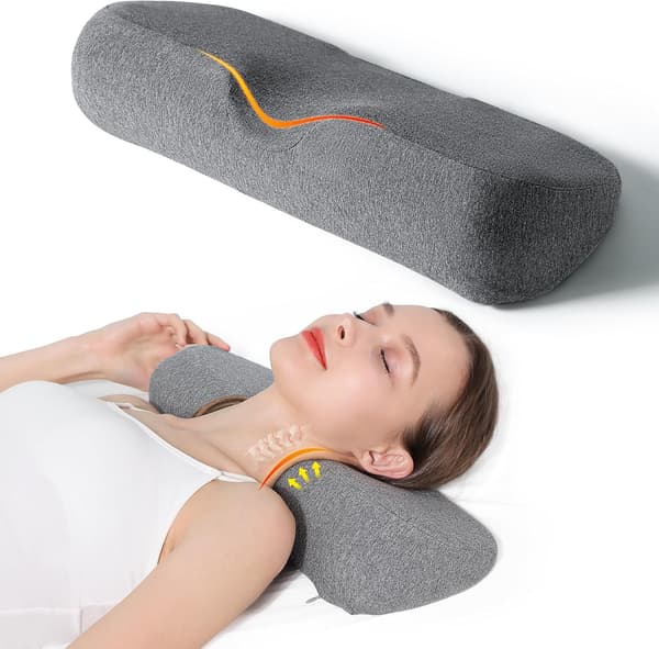 Nackkudde för sömn, memory foam-kudde för lindring av stel nacksmärta, nackkudde för smärtlindring (mörkgrå)