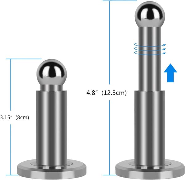Magnetisk dørstopper med justerbar højde, kraftig magnetisk dørstopper, rustfrit stål 304 dørholder med væg- og gulvmontering, sølv