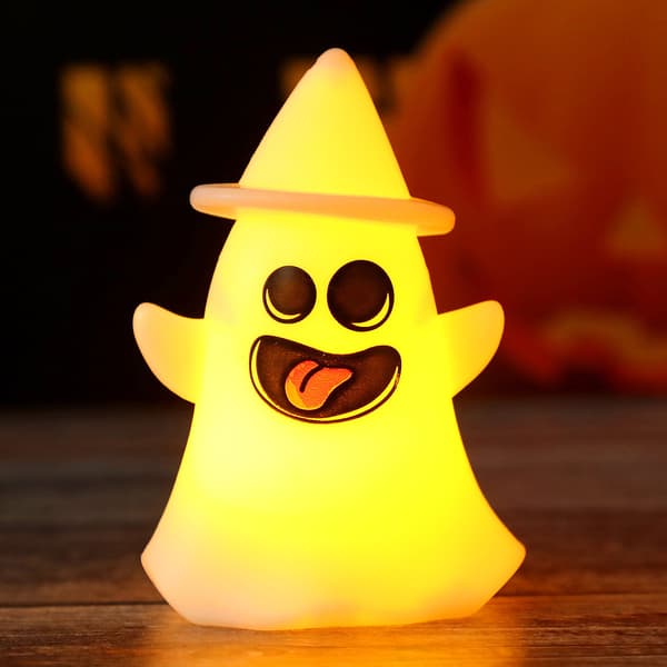 Søt spøkelsesnattlampe for barn, LED Halloween-dekorasjon med 4 ansiktsuttrykk B 6.8*5.5*9.9cm