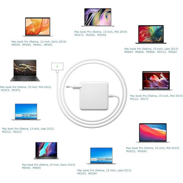 85W Magsafe 2 oplader til Apple Macbook Pro 13\" 15\" 17\"