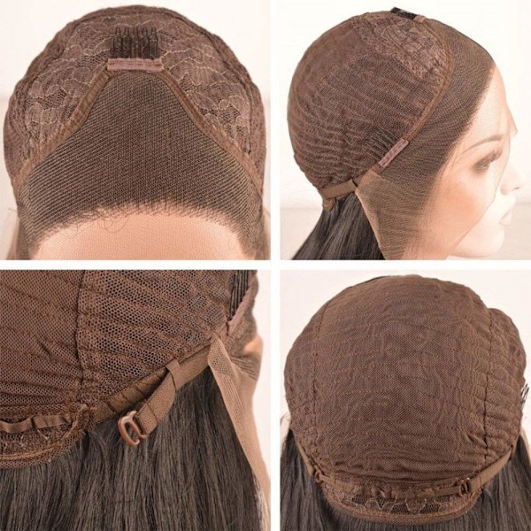 Lång Naturlig Lockig Glueless Lace Front Peruk Gyllenblond Syntetisk