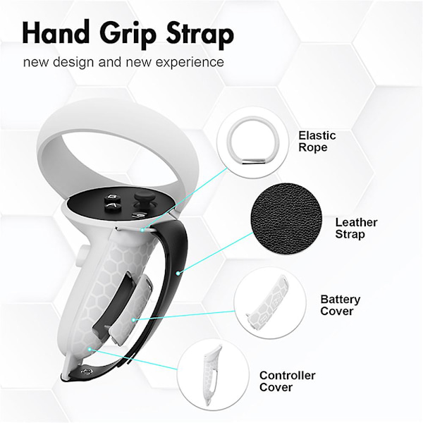 Justerbar Læder Håndrem til Meta Quest 2 Controller Anti Slip Hånd Black