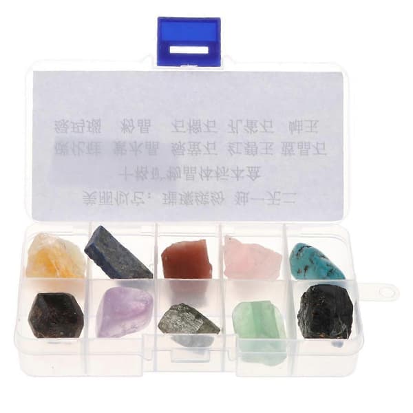 Rock & Mineral Collection Geologi Science Kit Earth Sciences Educational - Låda med 10 st Quartz Crystal Specimens #A
