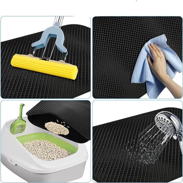 Kattesandsmåtte til Kattetoilet, Flere Størrelser, Skridsikker, Let at Rengøre black 60*45