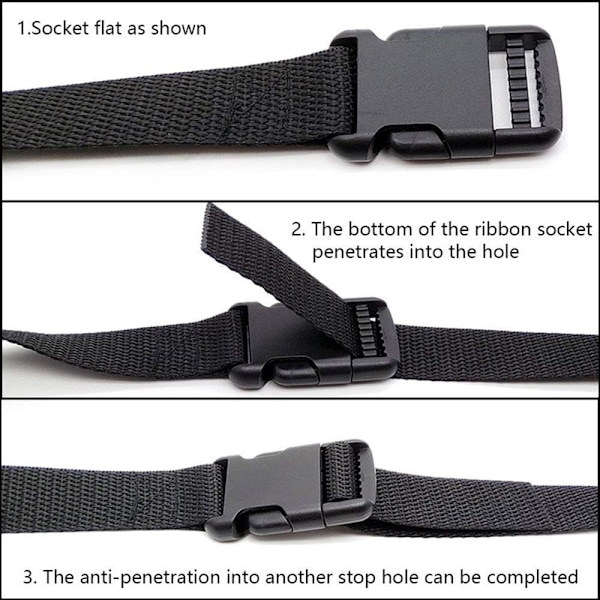 25mm Nylon Kraftige Stropper med Spænder Bagagestropper Universalstropper 150 cm Sort 4 stk
