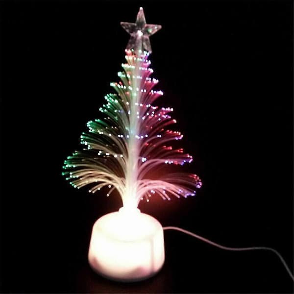 Mini LED Christmas Tree Night Light Color Changing Fiber Optic Light USB