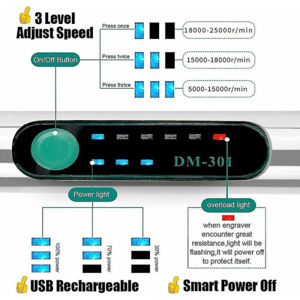 USB genopladelig graveringsmaskine Mini elektrisk graveringsmaskine