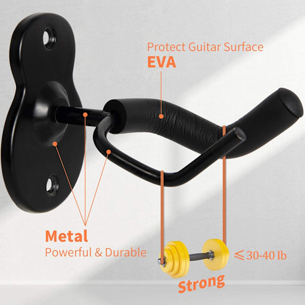 Gitarveggfeste Henger 3-pakning, Gitarrstil Veggbraketter Kroker Stativ for Akustisk Elektrisk Bass Klassisk Ukulele Gitarer