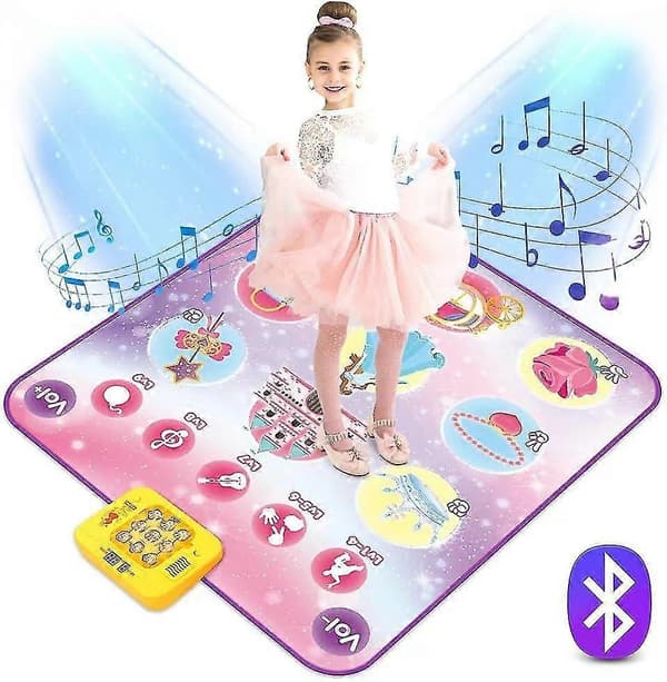 Dansematte, danseleke gave til barn jenter gutter 3-12 år, dansepute med trådløs Bluetooth, 9 utfordringsspillmoduser - Perfekt Purple