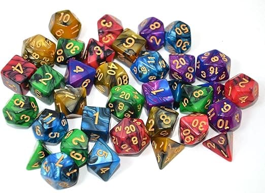 SmartDealsPro Dobbeltfarvede polyedriske terninger sæt med poser til D&D DND RPG MTG dungeon og drager bordplade rollespil