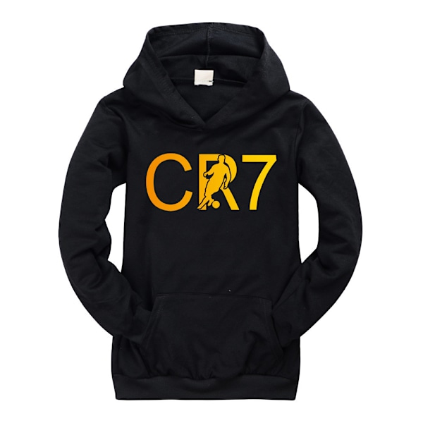 Cristiano Ronaldo CR7 Hoodie Set Barn Fotboll Hoodies Barn Present Svart Black 140 cm