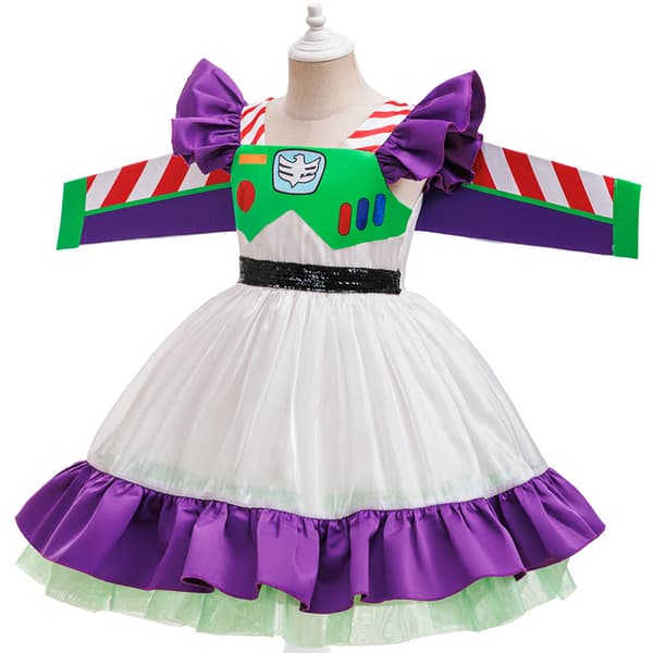 Buzz Lightyear-inspireret pigekjole til cosplay Børnekostume D1630 White 110cm