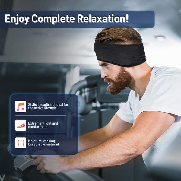 Sovhörlurar Pannband med Bluetooth Ögonmask Trådlöst Musik Sovheadset Mjukt Andningsbart Tyg för Resor Meditation gray