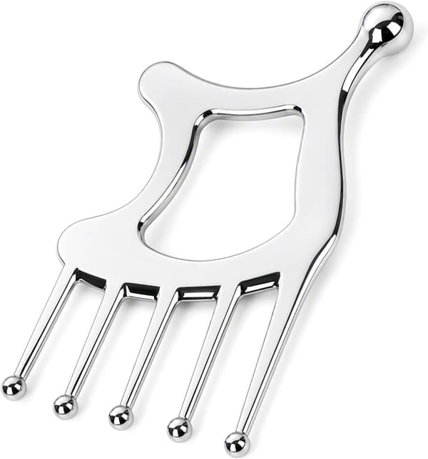 3-i-1 Hår- og Lærmassasjebørste, Gua Sha i Rustfritt Stål, Hodebunnsmassasjeapparat, Massasjebørstehode Hode-Spa, Ergonomisk Guasha