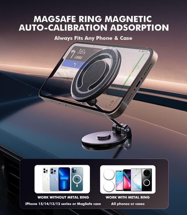 Foldbar Magnetisk Biltelefonholder Instrumentbrætmontering Kompatibel med de fleste smartphones