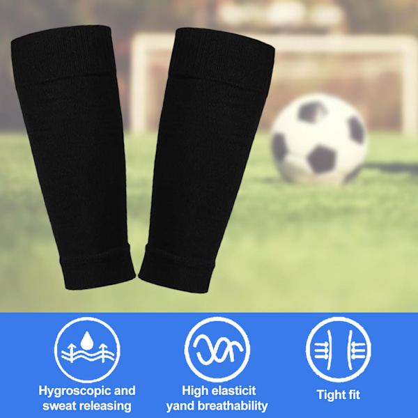 2 par fotballsokker, fotballsokker, skinnbeskyttere, sokker, lagsokker, sokker, passformsokker, svart, for barns fotballkamper