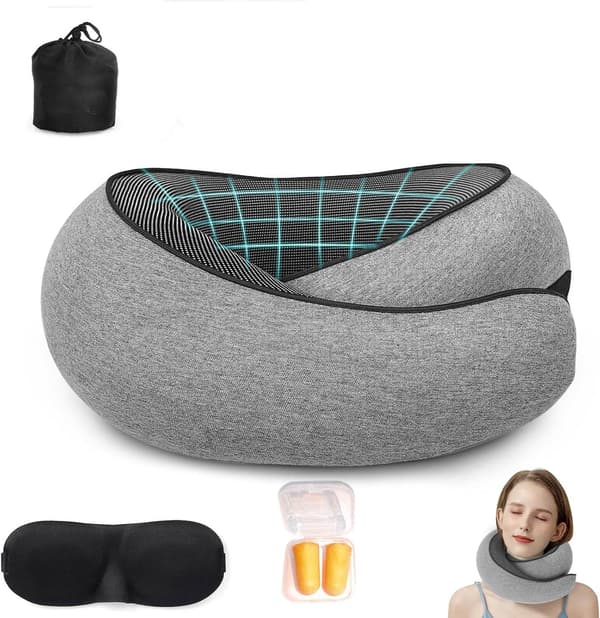 Reisepute Komfortabel Memory Foam Støtte for Fly Bil Kontorbruk Grå