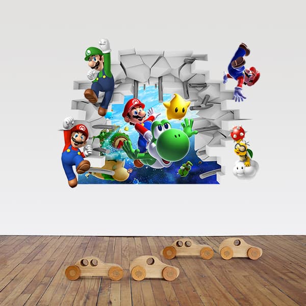 Super Mario Bros. Yoshi och Mario Peel and Stick Jätteväggdekor