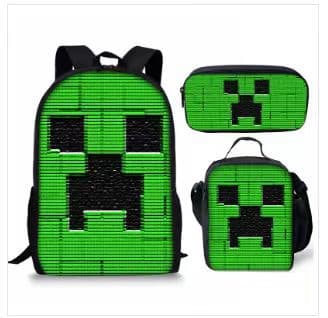 Skoleelevers skoletaske Minecraft spil periferi rygsæk tre-delt sæt 17-inch backpack