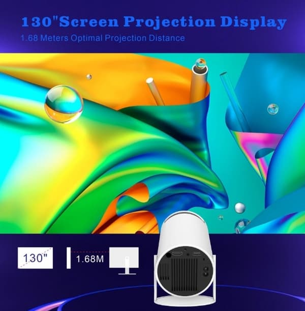 4K Ultra HD Bærbar LCD Hjemmekinoprojektor Trådløs Veggprojeksjon Med Skjermspeiling Hvit