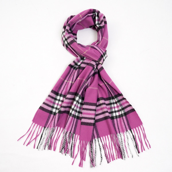 Lyserød Plaid Blomme Fjer Superblød Luksuriøs Cashmere Feel Unisex Vintertørklæde til Mænd og Kvinder
