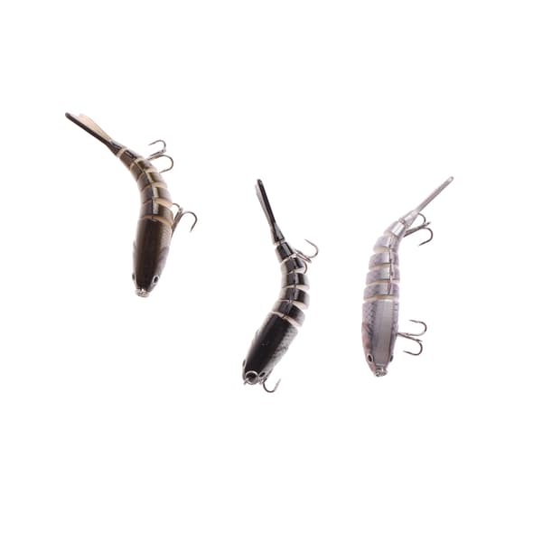 3-pack Multi-jointed Fishing Lures for Freshwater and Saltwater, 3D Artificial Segment with Storage Box, 7-segment Fishing Lures with Hooks