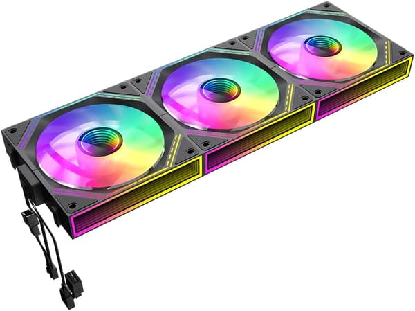 120 mm Koblede PC-kabinetblæsere Sort med Infinity Mirror Center ARGB 5V 3-benet Trippeltpakke