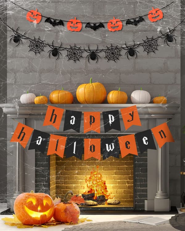 Halloweenfest Väggdekoration Spindelnät Pumpa Logotyp (A, Typ) 1 Styck