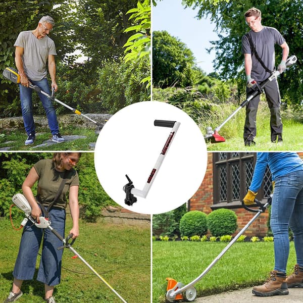 Ergonomisk Trimmerhåndtak med Skulderstropp – Grepsforlenger for Kantklipper til Plenpleie white