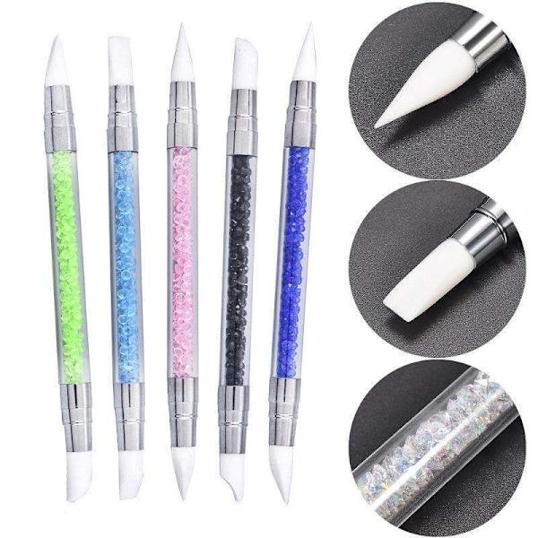 3-pack Nagelborstar - Silikonborste - Dubbelsidig Flerfärgad (FQ)