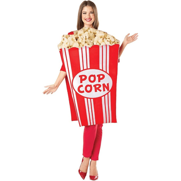 Popcorn-kostume til voksne til Halloweenfester - One Size passer de fleste, sjovt madtema-kostume til karnevaler, cosplay og temaarrangementer