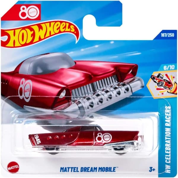 Hot Wheels Mattel Dream Mobile, 80-års jubilæums samlerudgave, støbt modelkøretøj, rød farve Variant