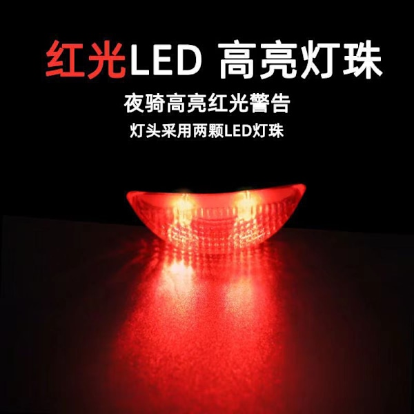 Cykel solcelle baglygte 2LED intet behov for opladning natkørsel advarselslys mountainbike rideudstyr cykeltilbehør Black/Card Packaging