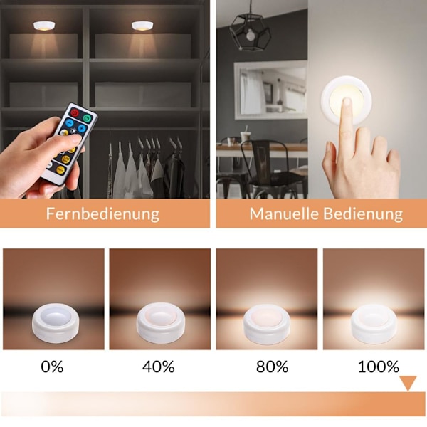 Ett set med 6 LED-skåpslampor, belysning för vitrinskåp, nattlampa, garderobsbelysning, fjärrkontroll, touch-lampa, färg: färgglad