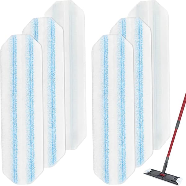 6-pak mikrofiber moppepuder kompatible med O-Cedar H2prO fladmoppesystem, vaskbart og genanvendeligt moppehoved til Ocedar H2pro fladmoppe, holdbart