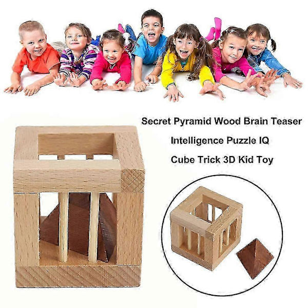 Hemmelig Pyramide Træ Hjernevrider Intelligens Puslespil IQ Cube Trick Børnelegetøj