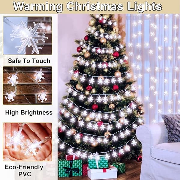 80 LED 10m Julelys, Snefnug Lysstreng, Lysstreng