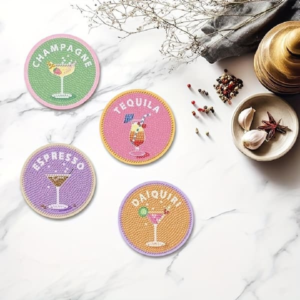 Joulun timanttimaalauslasinalussarja, tee-se-itse kimaltelevat lasinaluset metallitelineellä 7